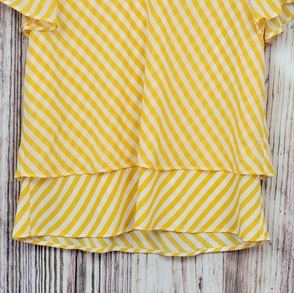 Vince Camuto Flutter Sleeve Stripe Layered Blouse - image 3